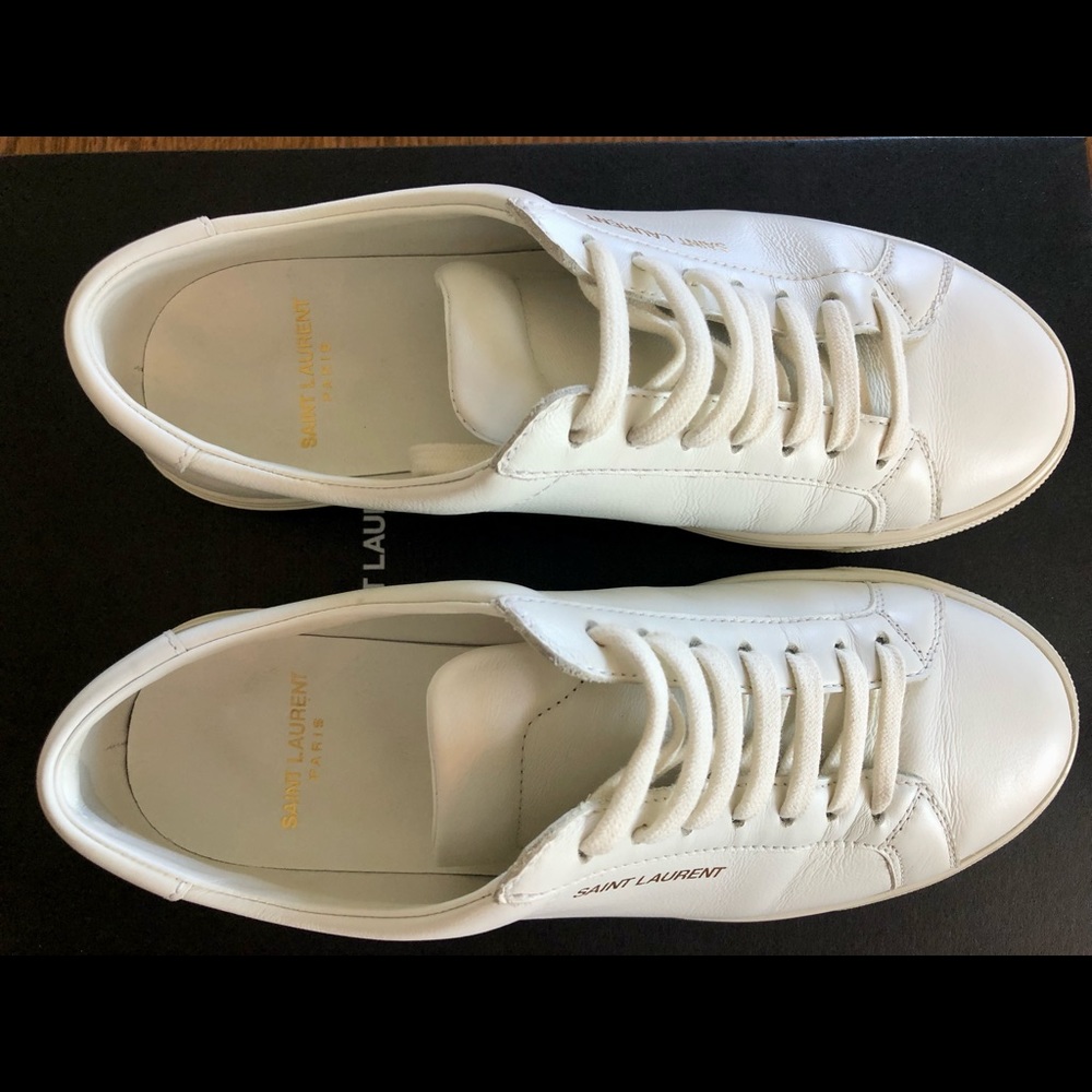 Saint Laurent Andy low top leather sneaker shoes white 36.5 6.5 YSL - Picture 4 of 6